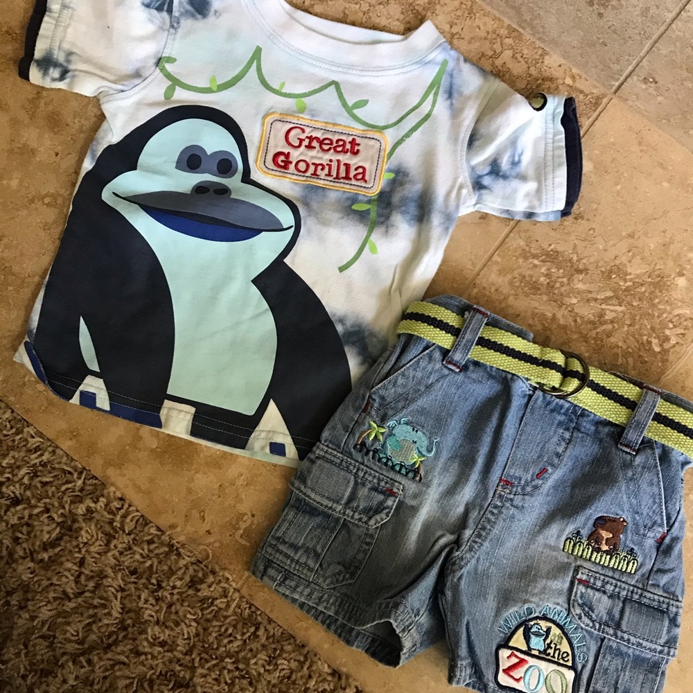 Kids “Great Gorilla” Short/Shirt Set Size 6/9 Mo.